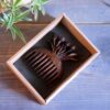 Rustic Hand-Carved Wooden Comb with Floral Tulip Design