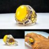 Sharaf al-Shams Silver Ring with Claw Setting and Pave Design