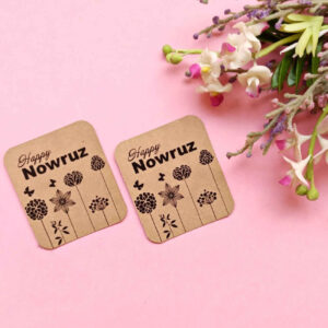 Simple & Elegant “Happy Nowruz” Card with Ink Spot Detail (X10)