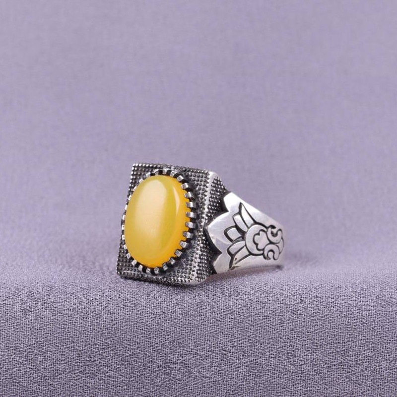 Spiritual Grace – Persian Silver Ring with Sharf al-Shams Script for Men