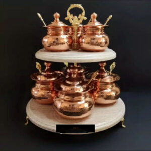 Stylish Nano-Coated Copper Storage Jars Include 2 Floor Stand & Spoon 7 Pcs