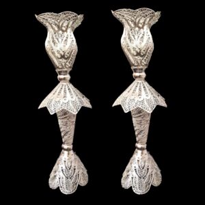 Filigree Candlestick Set of Two, Made of Copper and Silver Plated