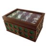 Tiered Wooden Watch Organizer with Geometric Pattern