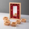 Timeless Tradition Wooden Haft Seen Set with Mirror & Carpet-Inspired Frame Set of 7
