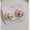Steel Minakari White-Plated Floral Huggie Earrings