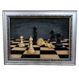 Wooden Wall Art – Marquetry Technique with Chess Board Design