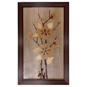 Marquetry Wood Inlay Art – Handcrafted Flower Design