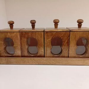 Wooden Spice Rack Transparent Style with 4 Boxe’s Organized Storage