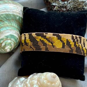 Woven Steel Beaded Bracelet for Women – Tiger Pattern