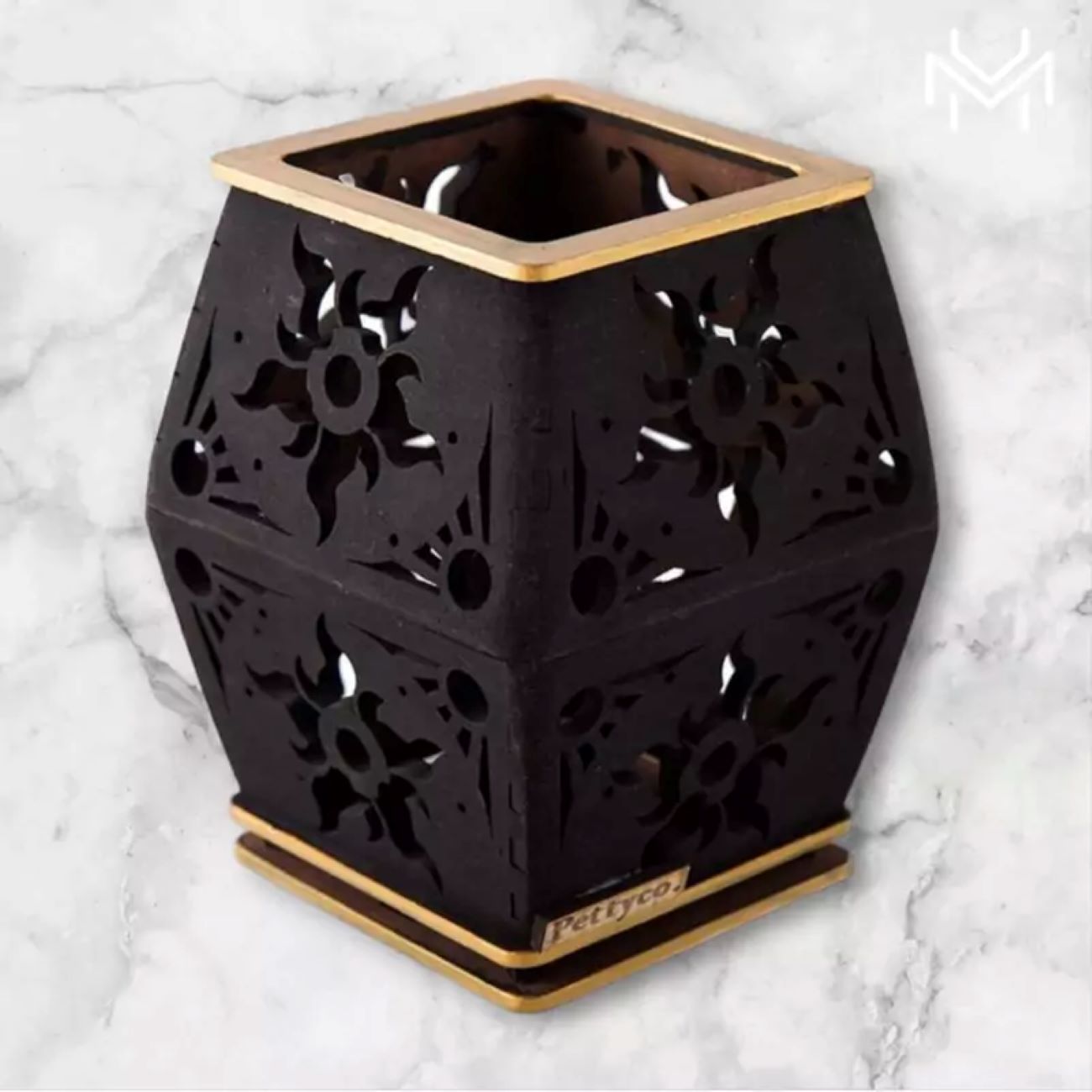 Handcrafted Wooden Tealight Lantern – Sun Pattern Box Design