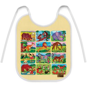 Baby Bib Animal Kingdom Illustrated with Tie Strap