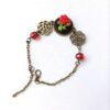 Artisanal Embroidered Bracelet and Necklace Duo - Rose Design
