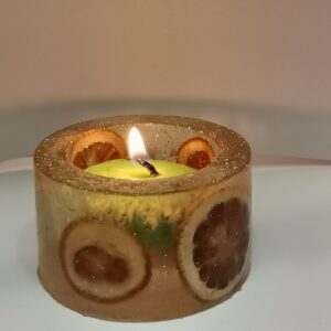 Artistic Resin Candle Holder – for Home Decor with Orange Pattern