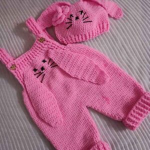 Baby Girl Sleeveless Jumpsuit Crocheted Bunny Set Hat