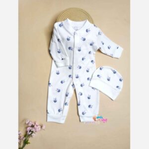 Baby Long Sleeve Jumpsuit Sail Away with Bunny & Hat Set