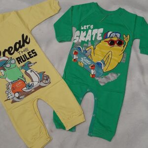 Baby Long Sleeve Jumpsuit with Little Monster Skate Pattern