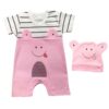 Baby Short Sleeve Jumpsuit and Hat Set with Striped Pattern