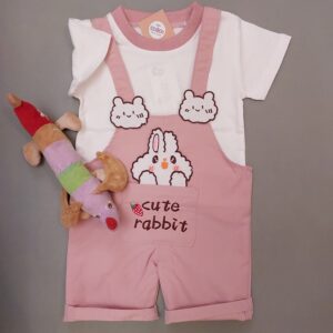 Baby T-shirt and Jumpsuit Set with Cute Rabbit Pattern