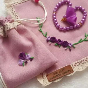 Beautifully Embroidered Prayer Rug Set with Turbah and Prayer Beads