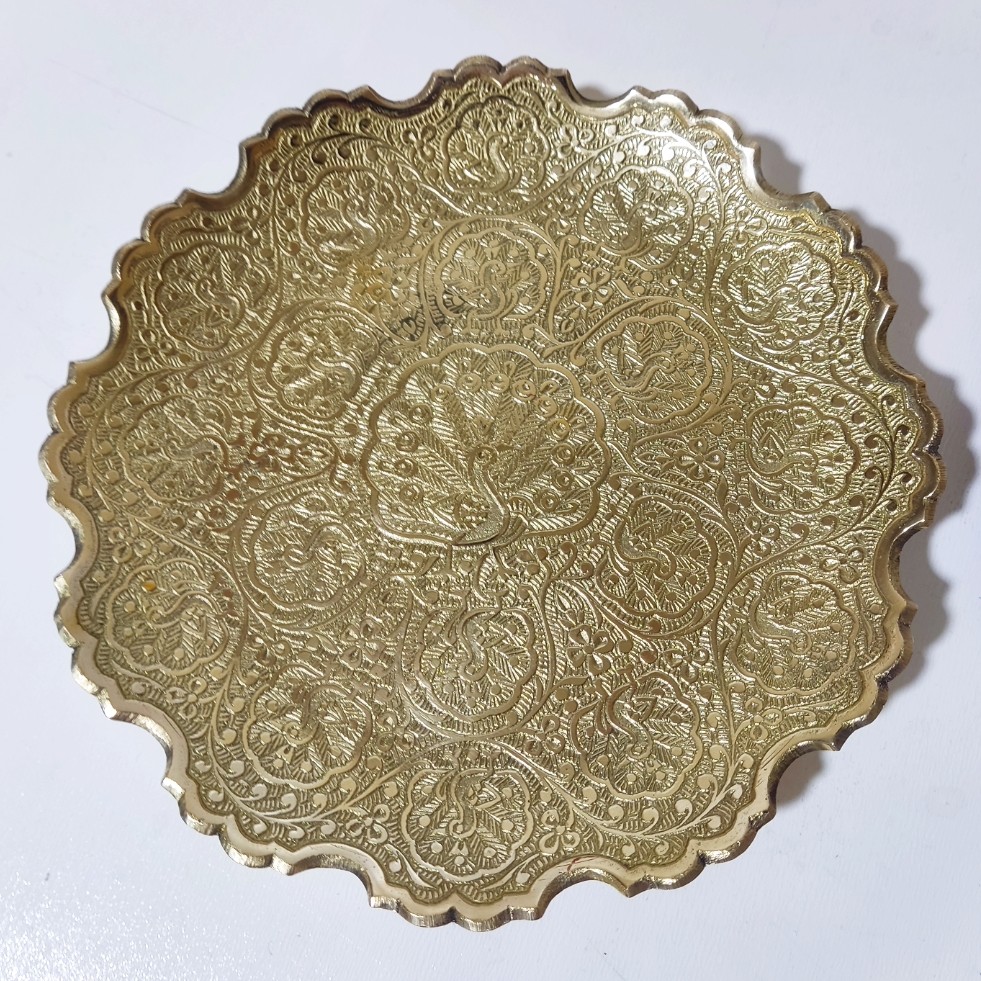 Brass Engraved Coasters 6-Pack – Traditional Persian Floral Design with Elegance