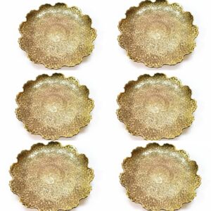 Brass Engraved Coasters 6-Pack – Traditional Persian Floral Design with Elegance