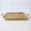 Rectangular Brass Serving Tray - Traditional Detailed Geometric Gold Tray