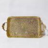 Indian Round Brass Serving Tray - Traditional Floral Engraved Gold Tray