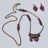Bronze Jewelry Set Chain Necklace with Purple Pearl & Matching Earring