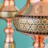 Copper Oil Lamp, A Beautiful Persian Traditional Light with khatamkari Style