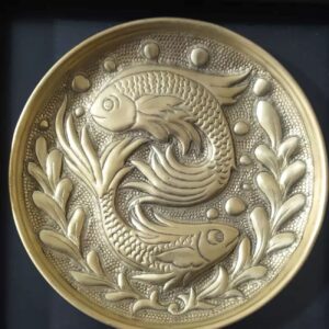 Decorative Brass Tray with Two Fish Design Completley Handcrafted