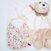 Baby Bib Delicate Floral Print with Crochet Lace Edging