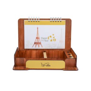 Desk Calendar for the Year 1404 with Wooden Organizer