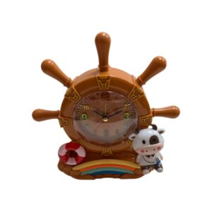 Desk Clock with a Ship’s wheel Model and Cow Design
