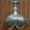 Engraved Brass Bowl with Silver Plating, Unique Flower & Peacock Design