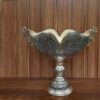 Engraved Brass Bowl with Silver Plating, Unique Flower & Peacock Design