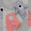 Baby Bib Flamingo and Floral Print with Snap Closure