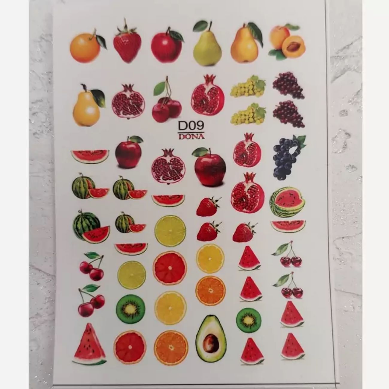 Fruit Nail Stickers – Assorted Fruit Designs (5pcs)