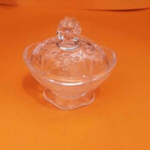 Glass Sugar Bowl with Lid Model Floral Lid