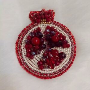Hand-Embroidered Jewel Pomegranate Brooch – Crafted with Love