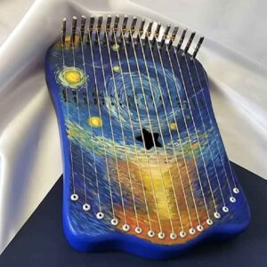Hand-Painted Starry Night Lyre Exquisite Artistry Meet Melodic Harmony
