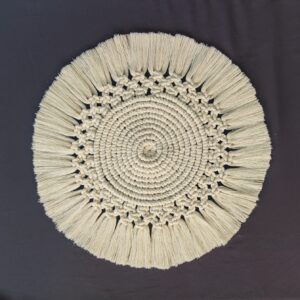 Handmade Macrame Placemat – Round Cream Table Decor