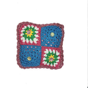 Hand-Crocheted Cushion Set – Pink Floral Square (2-Pack)