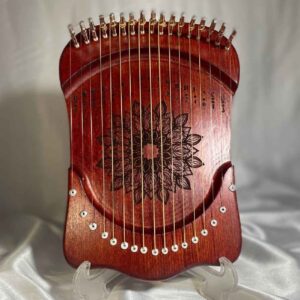 Harika 16-String Mahogany Lyre Harp – Mandala Engraved