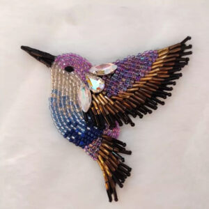 Jewel Embroidered Brooch – Artisan Bird Design