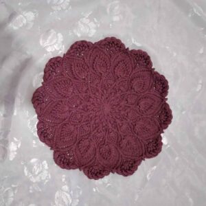 Macrame Placemat Crimson Blossom Intricate Floral Centerpiece