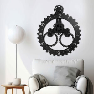 Mechanical Gear Wall Clock with Calendar – Elegant Timekeeper with Date Feature