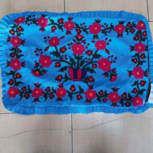 Pillowcase Handmade Floral Embroidered Blue