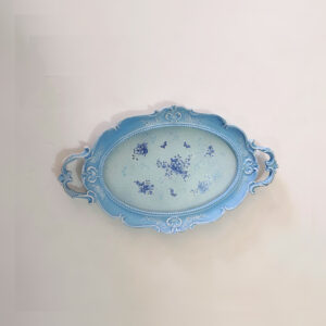 Polyresin Tray – Butterfly & Floral Pattern Ornate Blue Fram
