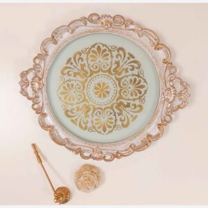 Polyresin Tray – Hand-Painted Detail & Scalloped Edge