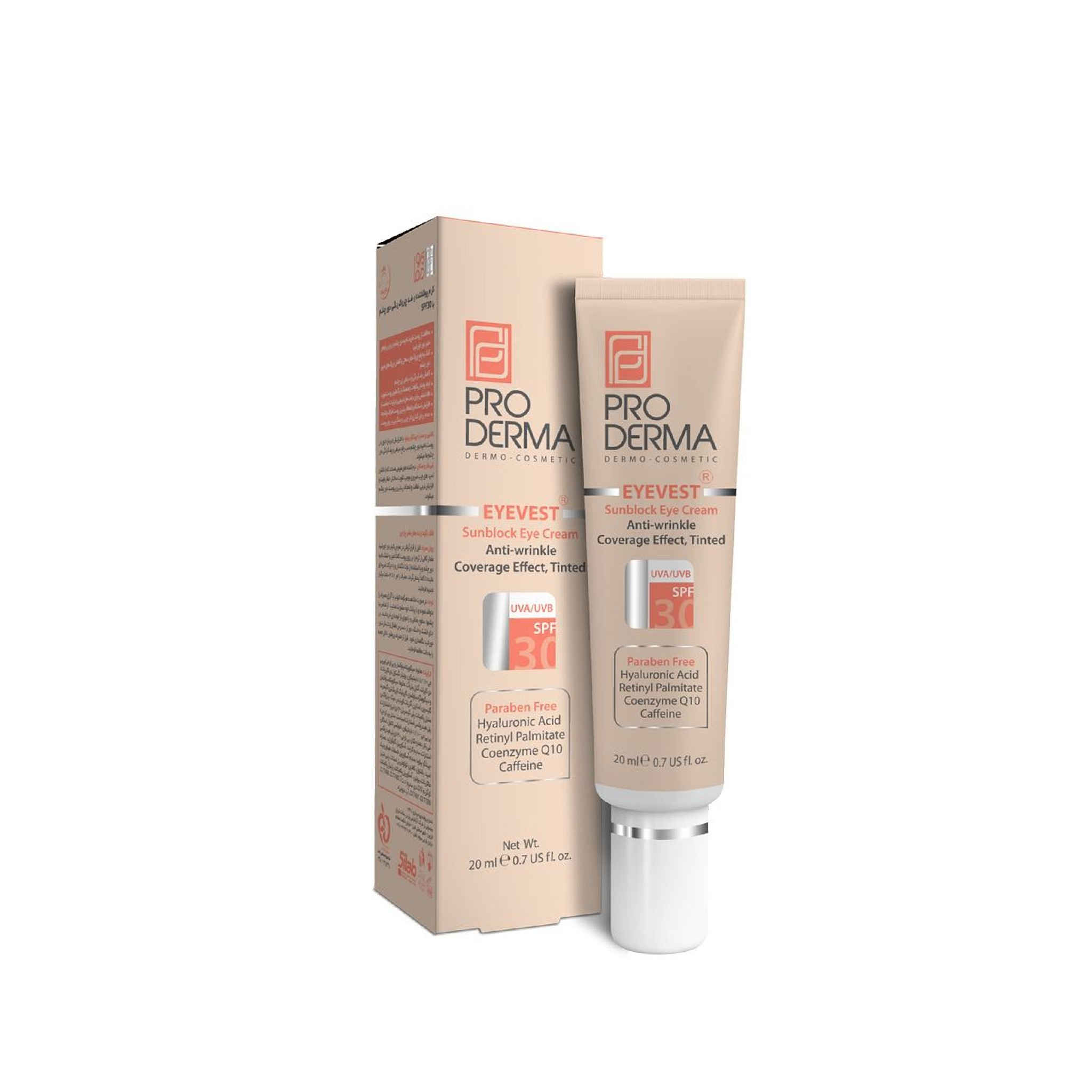 Proderma Eyevest Tinted Eye Cream – Anti-Wrinkle, SPF 30, 20ml